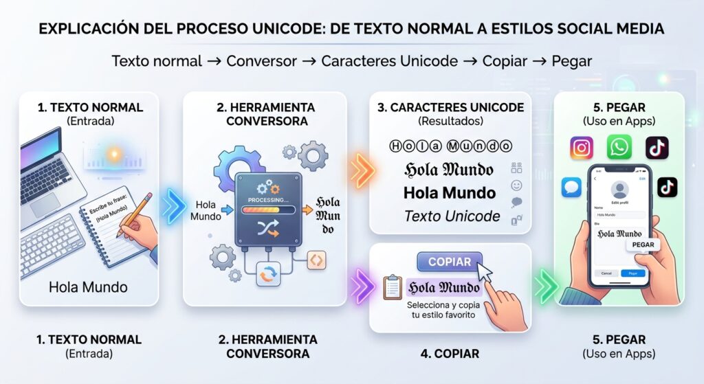 cómo funciona un conversor de letras Unicode